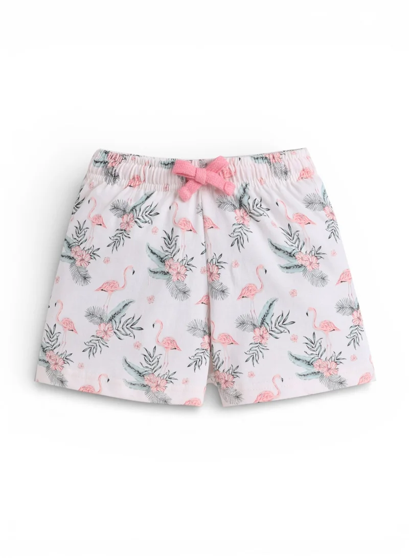 Victor And Jane  Girls Flamingo Print Cotton Pajama Set – T-Shirt & Shorts Nightwear for Women | Best Price UAE